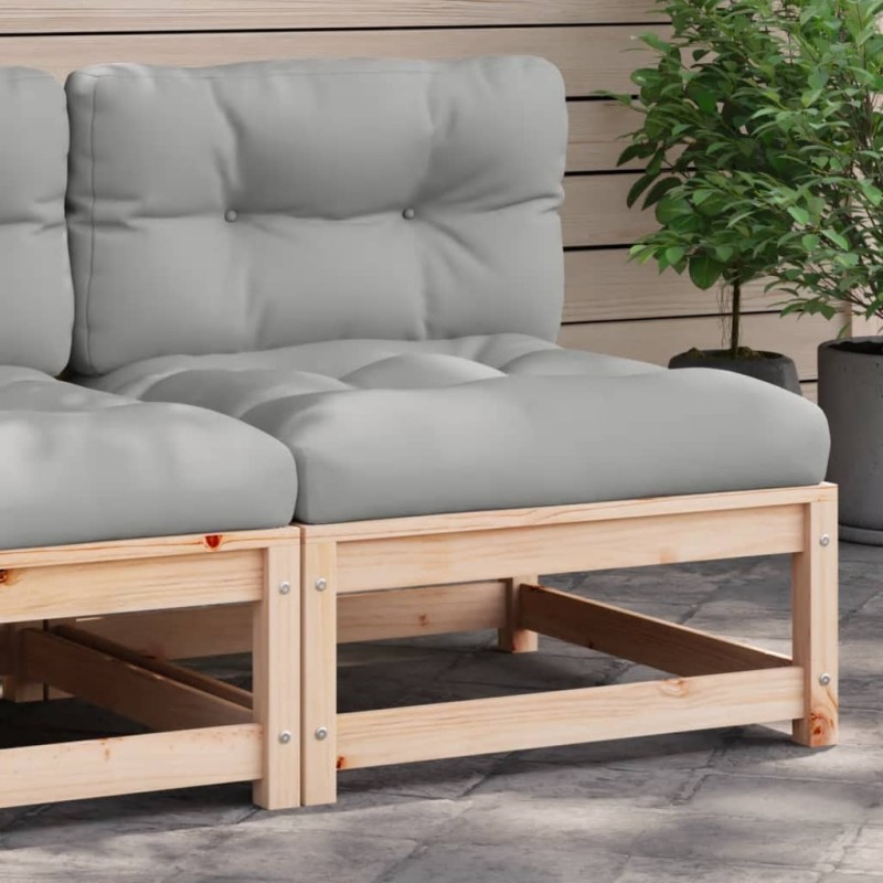 vidaXL Sofá de jardín sin reposabrazos con cojines madera maciza pino vidaXL Sofá de jardín sin reposabrazos con cojines madera maciza pino