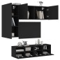vidaXL Muebles de TV de pared 4 piezas madera de ingeniería negro vidaXL Muebles de TV de pared 4 piezas madera de ingeniería negro