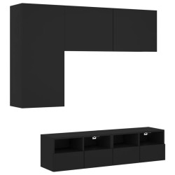 vidaXL Muebles de TV de pared 4 piezas madera de ingeniería negro
