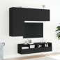 vidaXL Muebles de TV de pared 4 piezas madera de ingeniería negro vidaXL Muebles de TV de pared 4 piezas madera de ingeniería negro