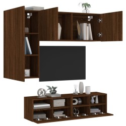 vidaXL Muebles de TV de pared 5 pzas madera de ingeniería marrón roble