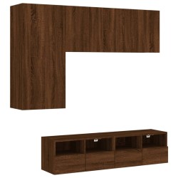 vidaXL Muebles de TV de pared 5 pzas madera de ingeniería marrón roble