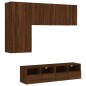 vidaXL Muebles de TV de pared 5 pzas madera de ingeniería marrón roble