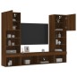 vidaXL Muebles TV pared con LED 5 pzas madera ingeniería marrón roble vidaXL Muebles TV pared con LED 5 pzas madera ingeniería marrón roble