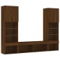 vidaXL Muebles TV pared con LED 5 pzas madera ingeniería marrón roble vidaXL Muebles TV pared con LED 5 pzas madera ingeniería marrón roble