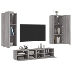 vidaXL Muebles de TV de pared 5 pzas madera de ingeniería gris Sonoma