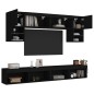 vidaXL Muebles de TV de pared con LED 6 pzas madera ingeniería negro vidaXL Muebles de TV de pared con LED 6 pzas madera ingeniería negro