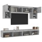 vidaXL Muebles TV pared con LED 6 pzas madera ingeniería gris hormigón