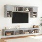 vidaXL Muebles TV pared con LED 6 pzas madera ingeniería gris hormigón