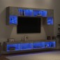 vidaXL Muebles TV pared con LED 6 pzas madera ingeniería gris hormigón