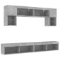 vidaXL Muebles TV pared con LED 6 pzas madera ingeniería gris hormigón