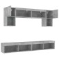 vidaXL Muebles TV pared con LED 6 pzas madera ingeniería gris hormigón