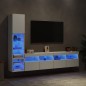 vidaXL Muebles de TV de pared con LED 4 pzas madera ingeniería blanco