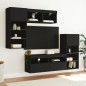 vidaXL Muebles de TV de pared con LED 5 pzas madera ingeniería negro vidaXL Muebles de TV de pared con LED 5 pzas madera ingeniería negro