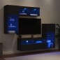 vidaXL Muebles de TV de pared con LED 5 pzas madera ingeniería negro vidaXL Muebles de TV de pared con LED 5 pzas madera ingeniería negro