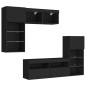 vidaXL Muebles de TV de pared con LED 5 pzas madera ingeniería negro vidaXL Muebles de TV de pared con LED 5 pzas madera ingeniería negro