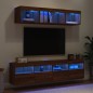 vidaXL Muebles TV pared con LED 5 pzas madera ingeniería marrón roble