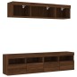 vidaXL Muebles TV pared con LED 5 pzas madera ingeniería marrón roble