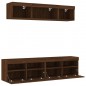 vidaXL Muebles TV pared con LED 5 pzas madera ingeniería marrón roble