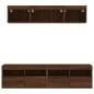 vidaXL Muebles TV pared con LED 5 pzas madera ingeniería marrón roble
