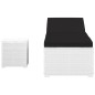 vidaXL Tumbona de jardín con cojín y mesita ratán sintético blanco vidaXL Tumbona de jardín con cojín y mesita ratán sintético blanco