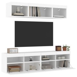 vidaXL Muebles de TV de pared con LED 5 pzas madera ingeniería blanco