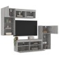 vidaXL Muebles TV pared con LED 5 pzas madera ingeniería gris Sonoma