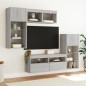 vidaXL Muebles TV pared con LED 5 pzas madera ingeniería gris Sonoma