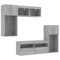 vidaXL Muebles TV pared con LED 5 pzas madera ingeniería gris Sonoma