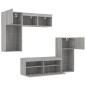 vidaXL Muebles TV pared con LED 5 pzas madera ingeniería gris Sonoma
