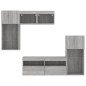 vidaXL Muebles TV pared con LED 5 pzas madera ingeniería gris Sonoma