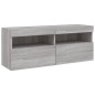 vidaXL Muebles TV pared con LED 5 pzas madera ingeniería gris Sonoma