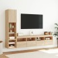 vidaXL Muebles TV pared con LED 4 pzas madera ingeniería roble Sonoma