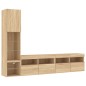 vidaXL Muebles TV pared con LED 4 pzas madera ingeniería roble Sonoma