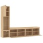 vidaXL Muebles TV pared con LED 4 pzas madera ingeniería roble Sonoma