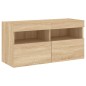 vidaXL Muebles TV pared con LED 4 pzas madera ingeniería roble Sonoma