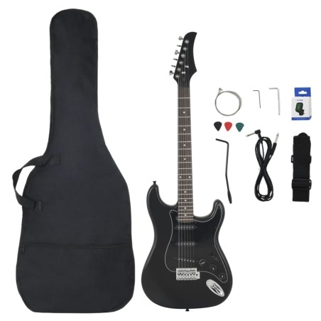 vidaXL Guitarra eléctrica para principiantes con funda negro 4/4 39"