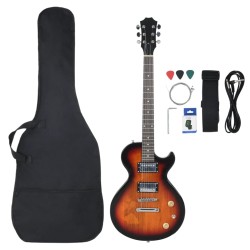 vidaXL Guitarra eléctrica principiantes con funda marrón negro 4/4 39"