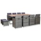 vidaXL Set comedor jardín 13 pzas ratán sintético y madera acacia gris vidaXL Set comedor jardín 13 pzas ratán sintético y madera acacia gris