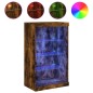 vidaXL Aparador con luces LED roble ahumado 60,5x37x100 cm vidaXL Aparador con luces LED roble ahumado 60,5x37x100 cm