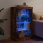 vidaXL Aparador con luces LED roble ahumado 60,5x37x100 cm vidaXL Aparador con luces LED roble ahumado 60,5x37x100 cm
