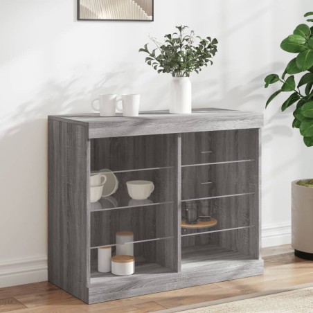 vidaXL Aparador con luces LED gris Sonoma 81x37x67 cm