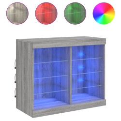 vidaXL Aparador con luces LED gris Sonoma 81x37x67 cm