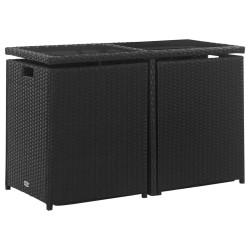 vidaXL Set comedor de jardín 3 piezas y cojines ratán sintético negro