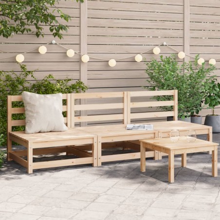 vidaXL Sofás de jardín sin reposabrazos 3 uds madera pino 70x70x67 cm