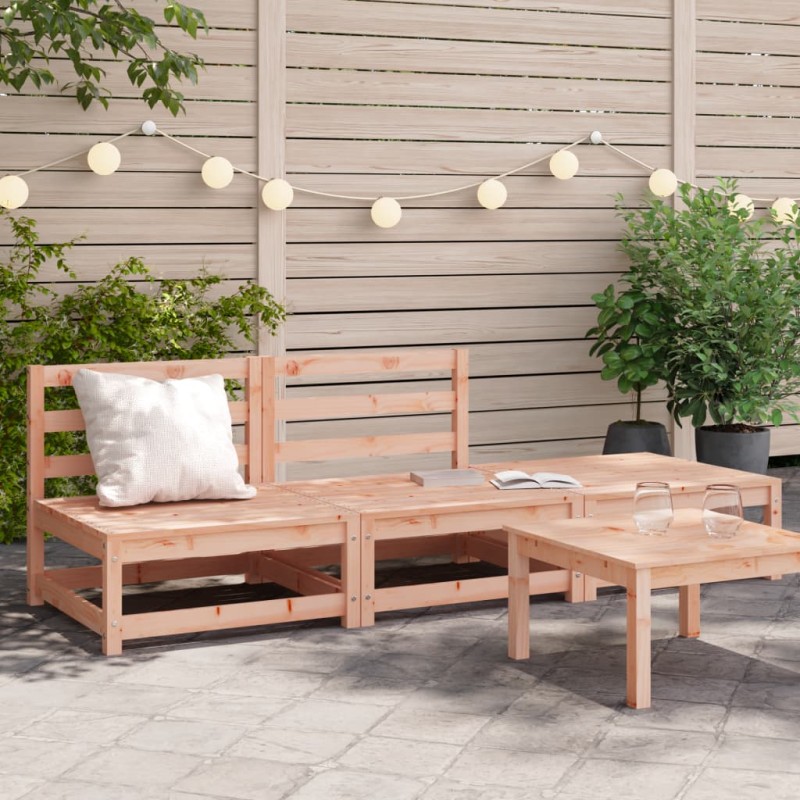 vidaXL Sofá jardín sin reposabrazos con taburete madera maciza Douglas vidaXL Sofá jardín sin reposabrazos con taburete madera maciza Douglas