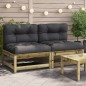 vidaXL Sofás de jardín sin reposabrazos con cojines 2 uds madera pino vidaXL Sofás de jardín sin reposabrazos con cojines 2 uds madera pino