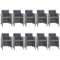 vidaXL Set de comedor de jardín 11 pzas y cojines ratán sintético gris vidaXL Set de comedor de jardín 11 pzas y cojines ratán sintético gris