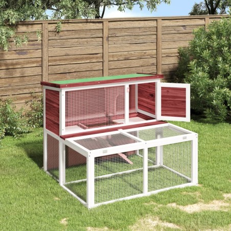 vidaXL Conejera de madera maciza de pino moca 102x90x84,5 cm