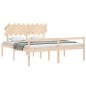 vidaXL Cama de matrimonio para personas mayores cabecero madera maciza vidaXL Cama de matrimonio para personas mayores cabecero madera maciza